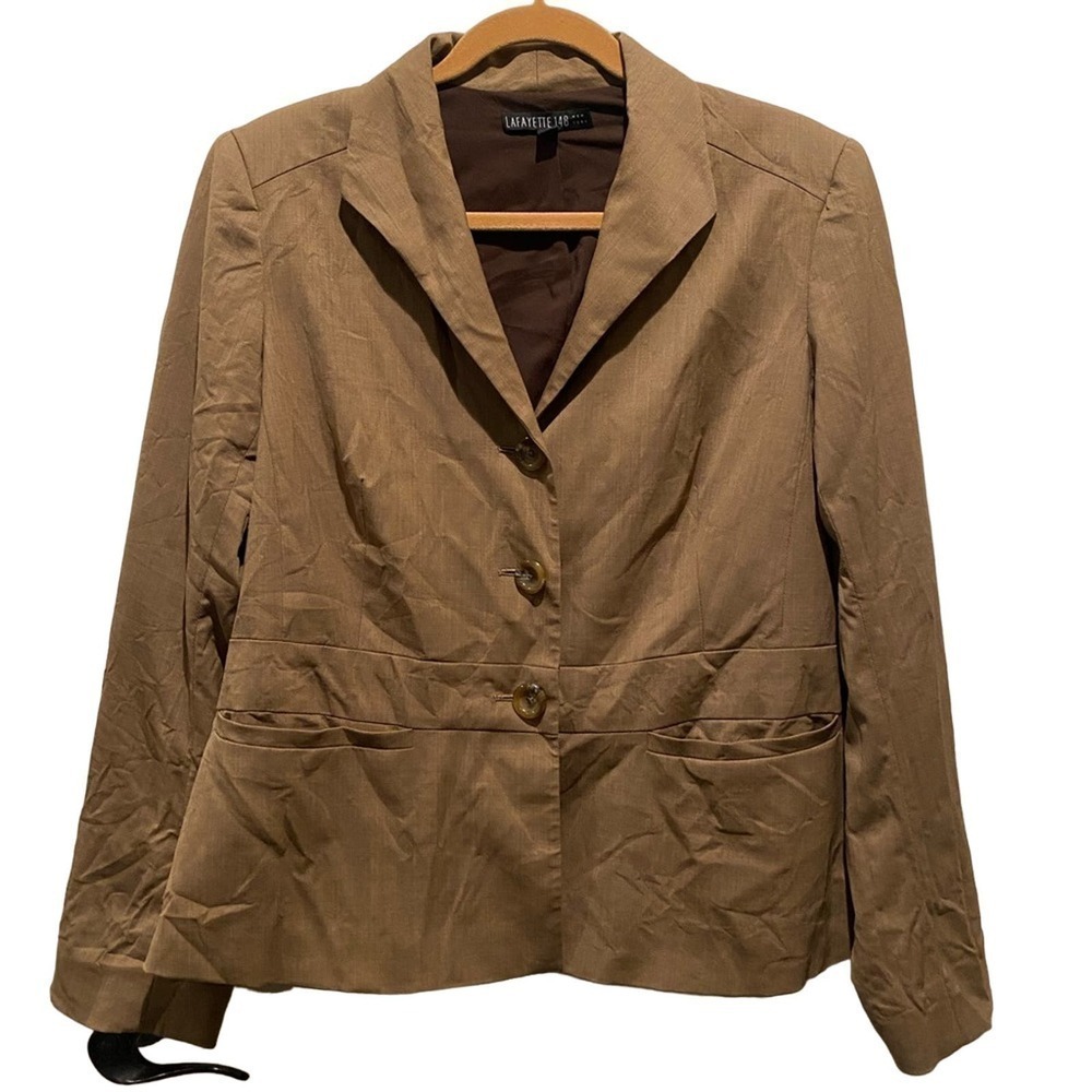 LAFAYETTE 148 NY Brown Virgin Wool Pointed Collar Blazer
12